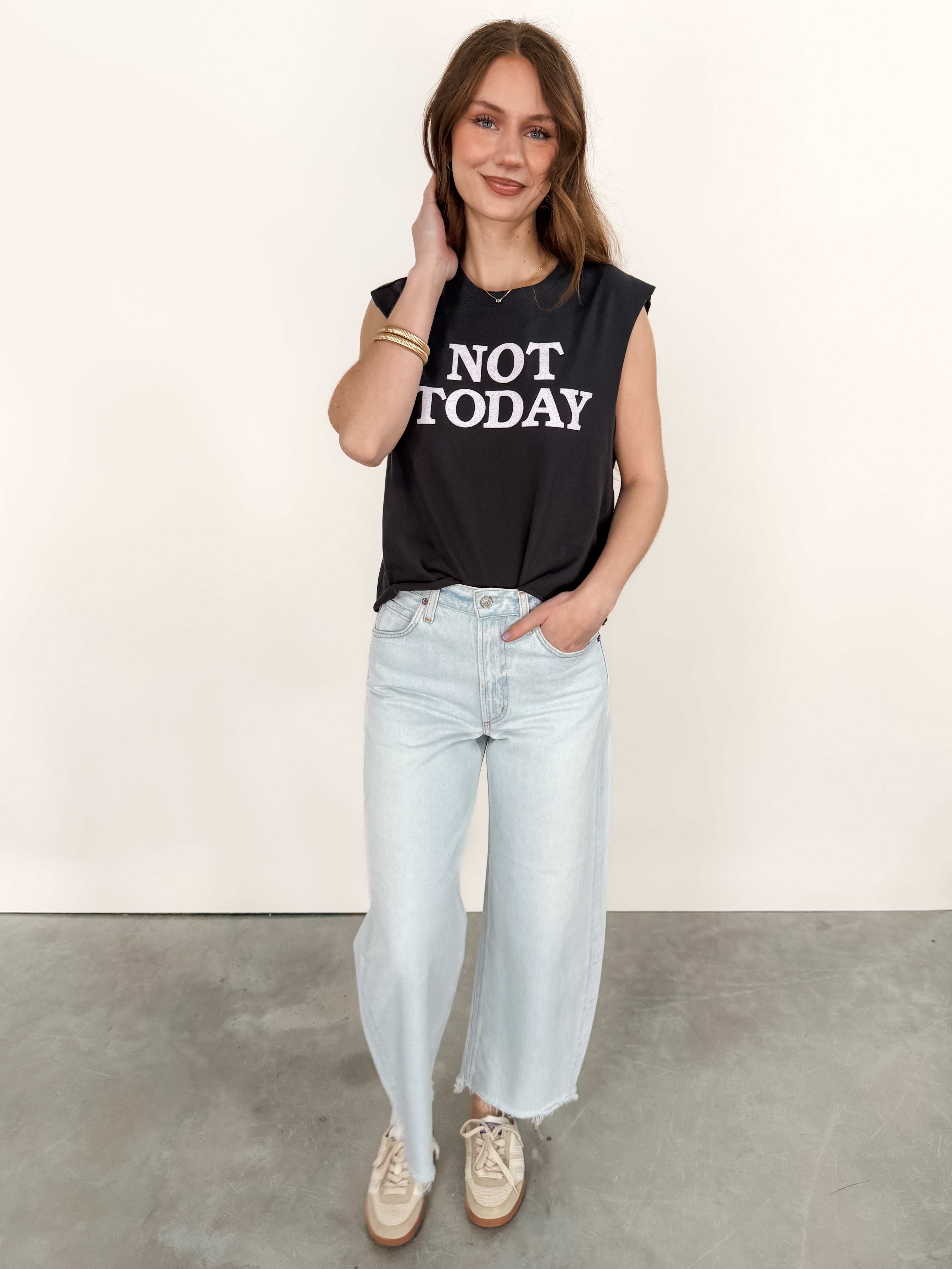 Not Today Graphic Sleeveless Tee Look image