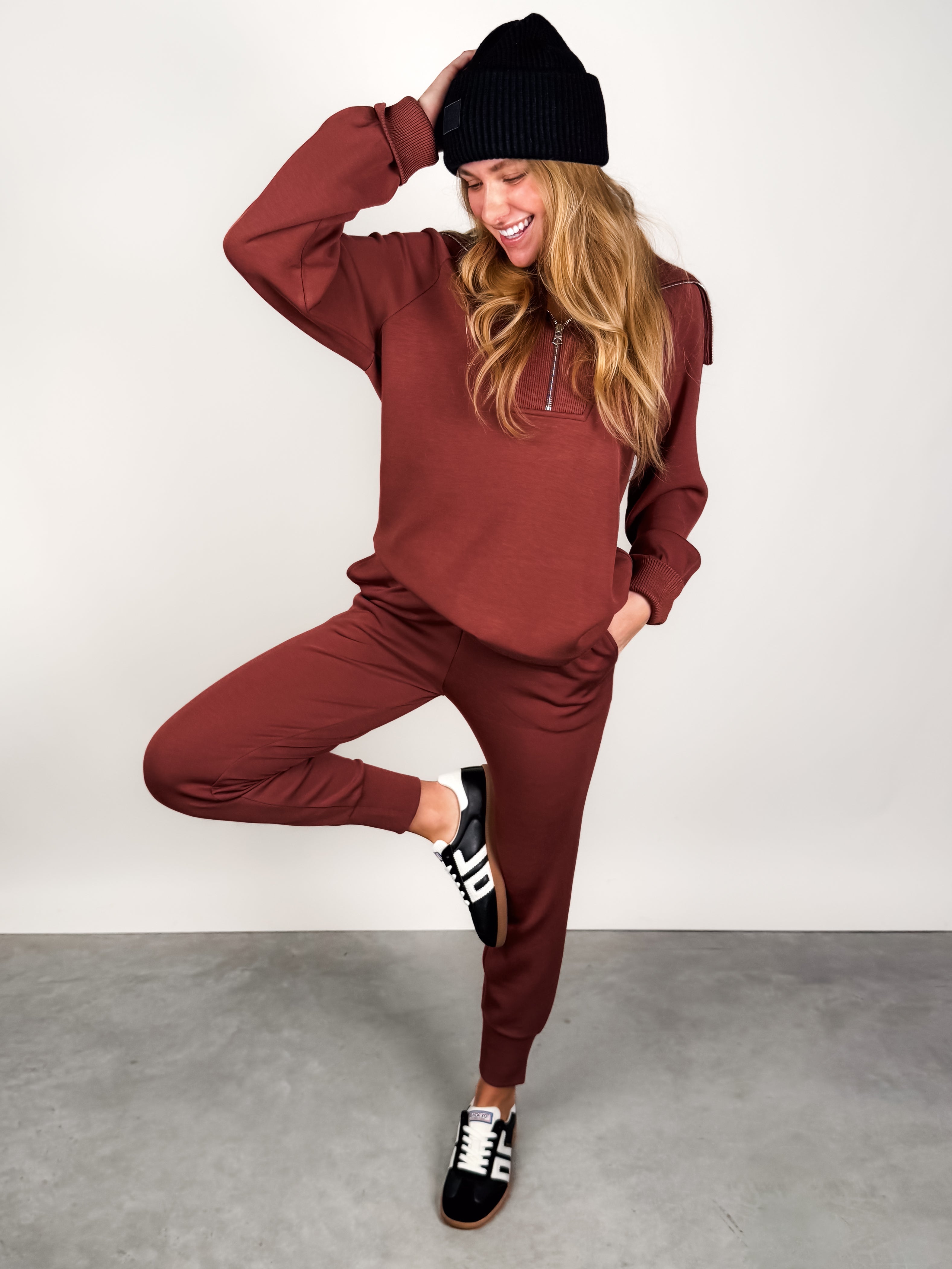 Xina Half Zip Longline Sweat Look image