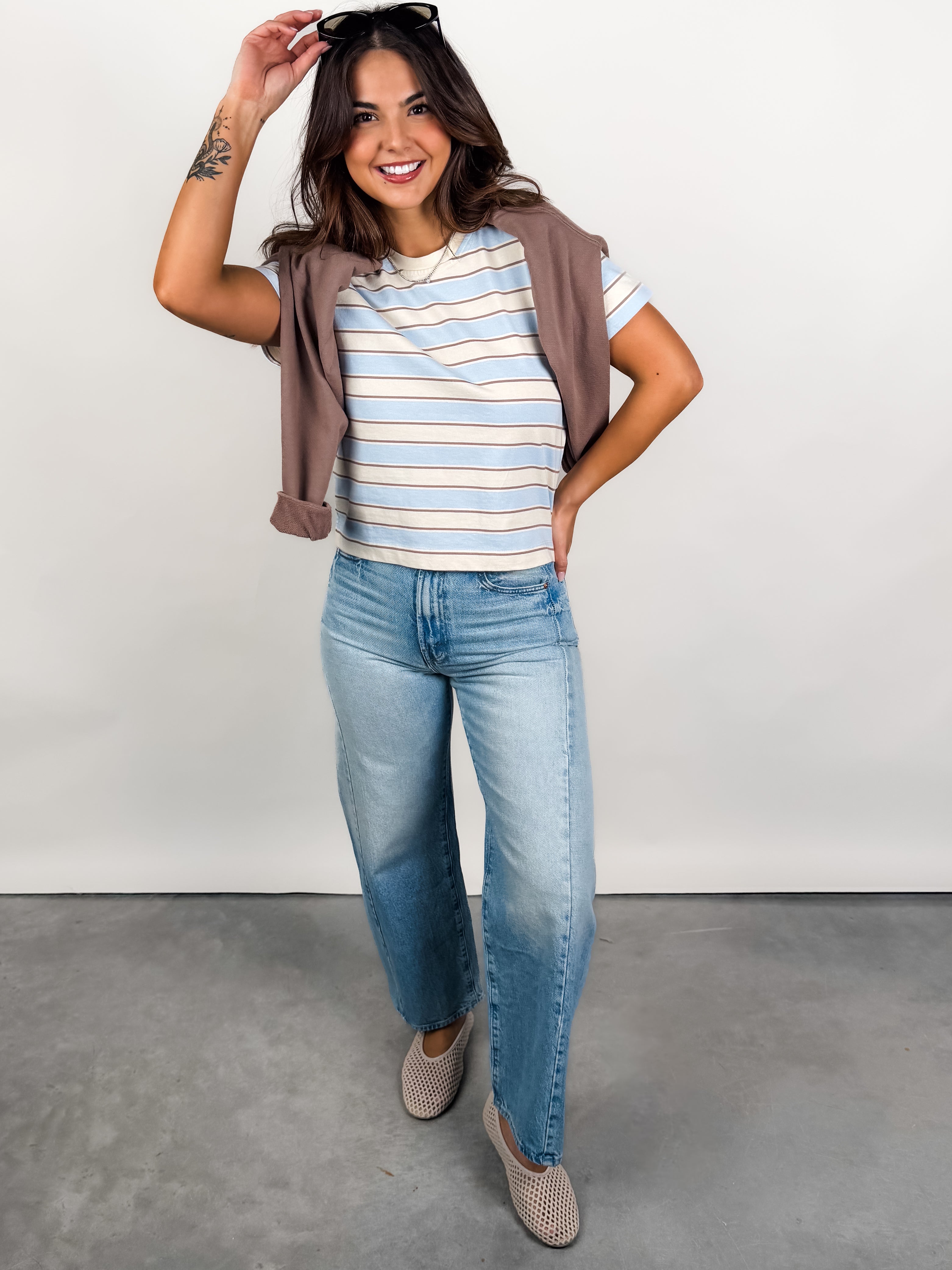 Gia Striped Crew Tee Look image