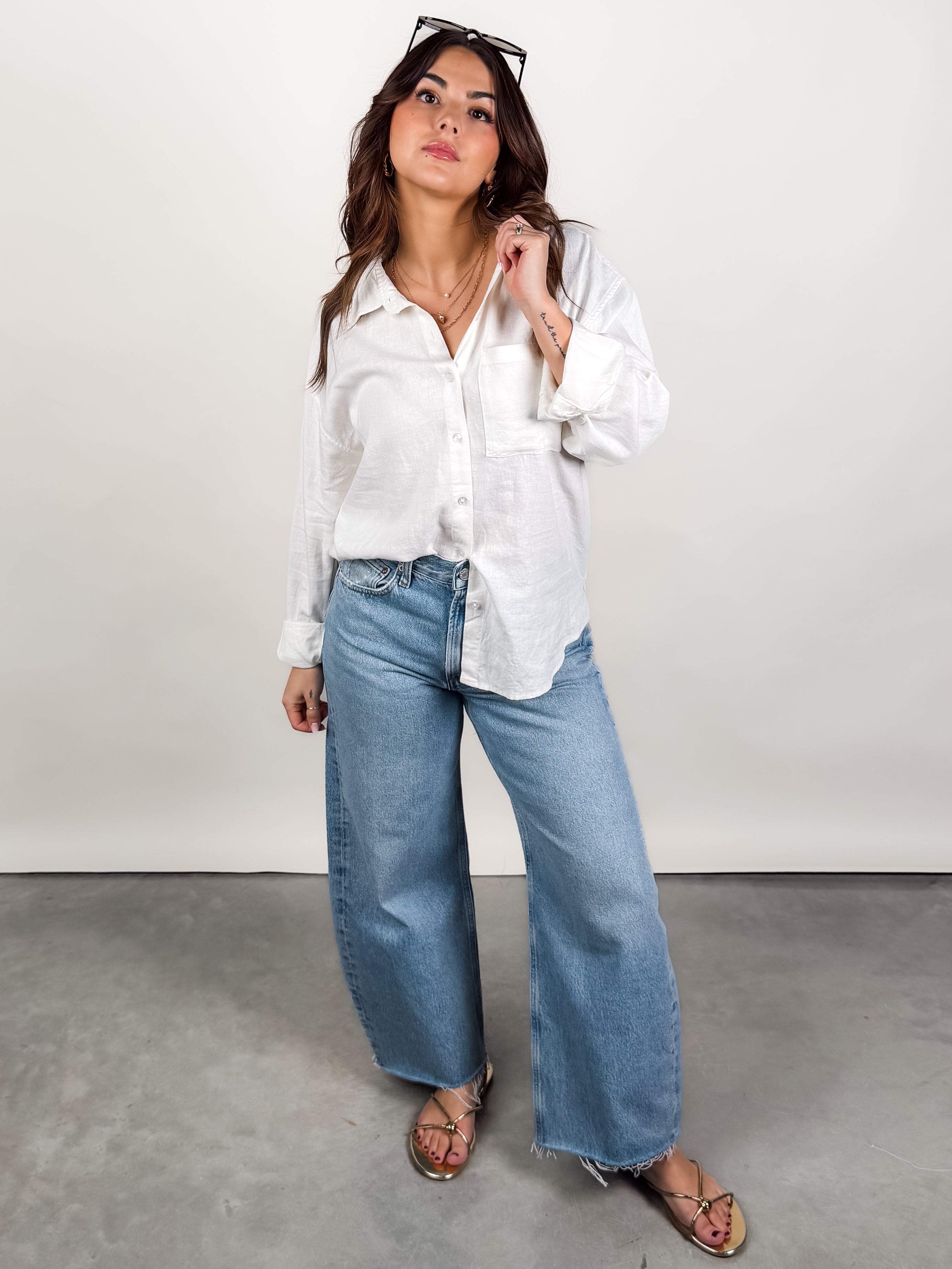 Alfie Button Up Shirt In White Look image