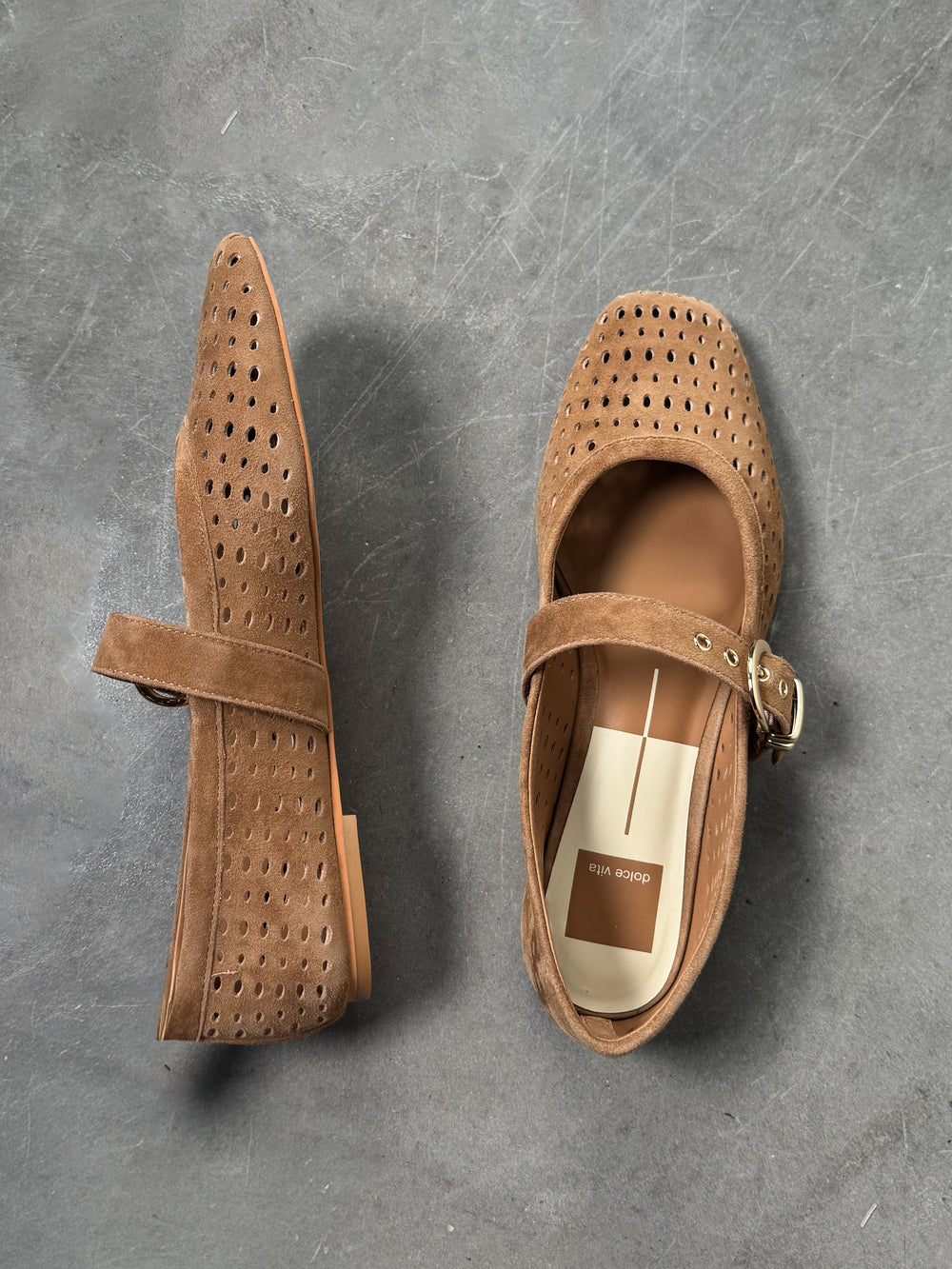 Mikel Perforated Suede Flat