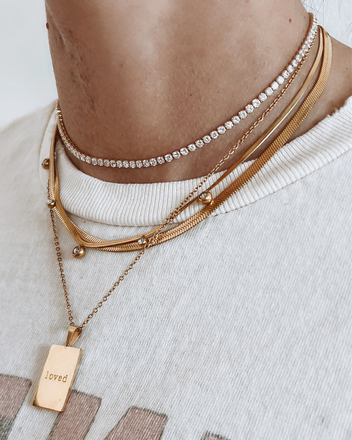 Cassi Herringbone Crystal Necklace