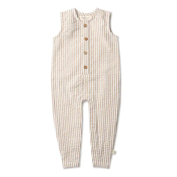 Brown Stripes Sleeveless Romper