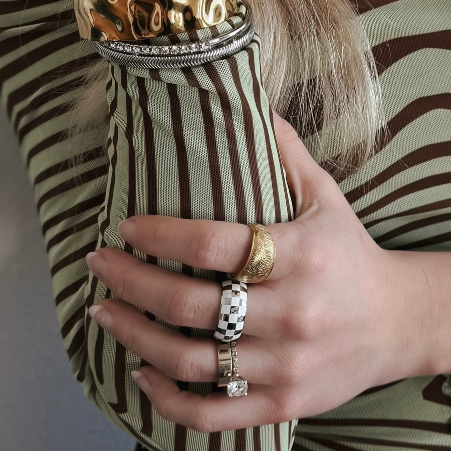 Roberta Textured Thick Band Ring