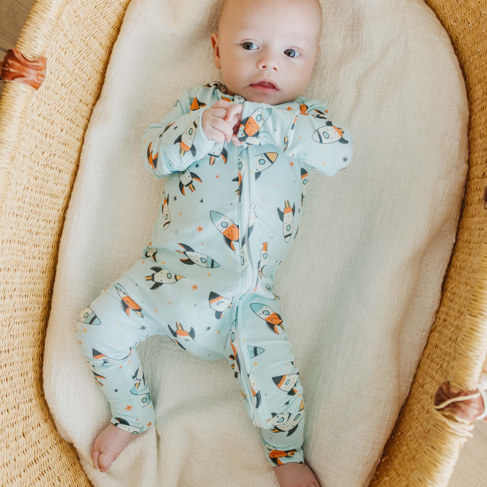 Rocketeer Bamboo Convertible Zip Up Footie