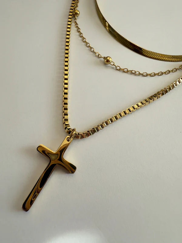 Layered Cross Pre Stack Necklace