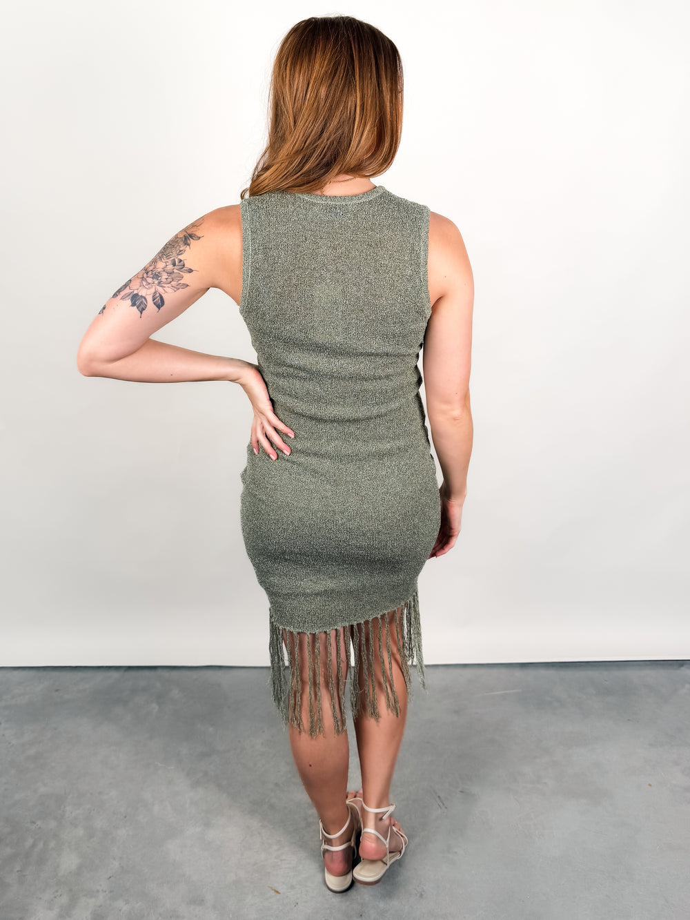 Wild Cactus Fringe Midi Dress