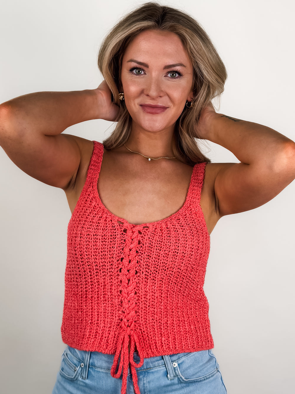 Tate Lace Up Sweater Top