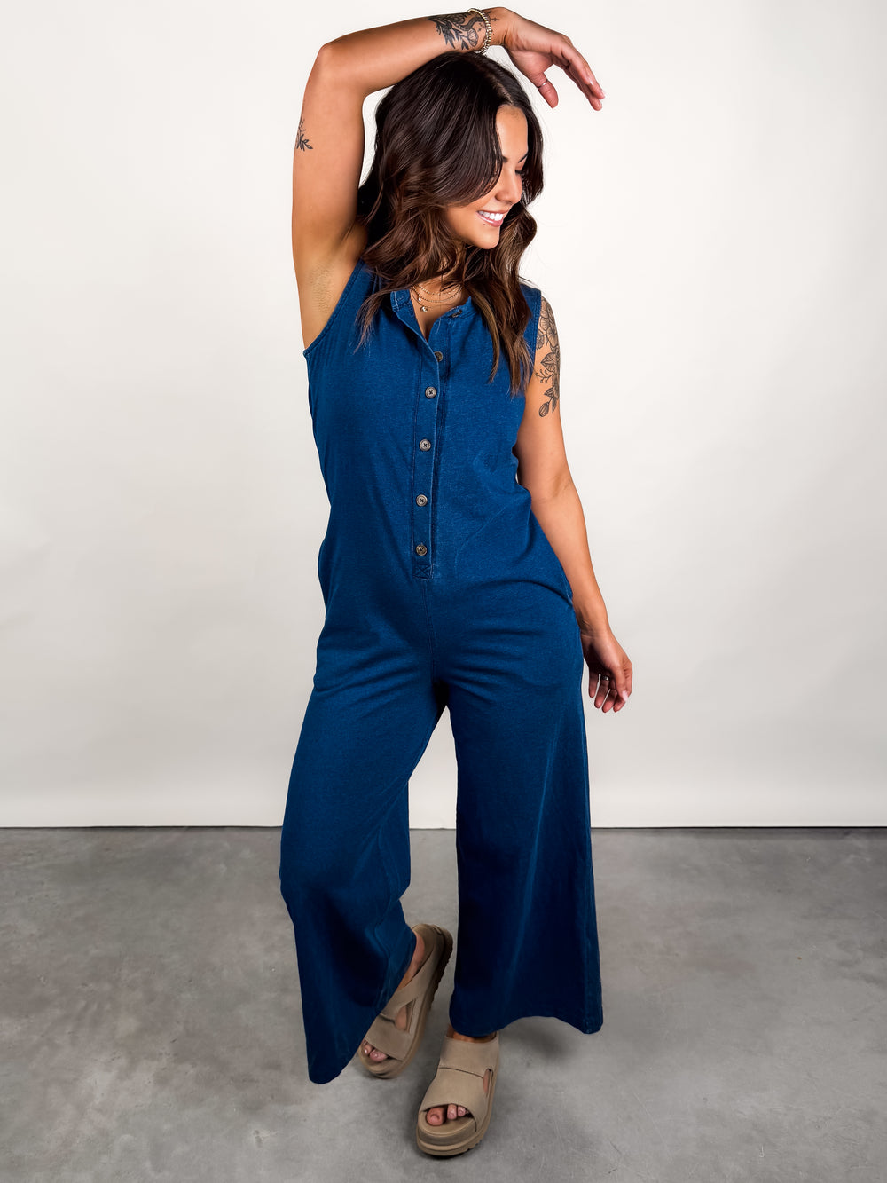Fiona Jersey Denim Jumpsuit