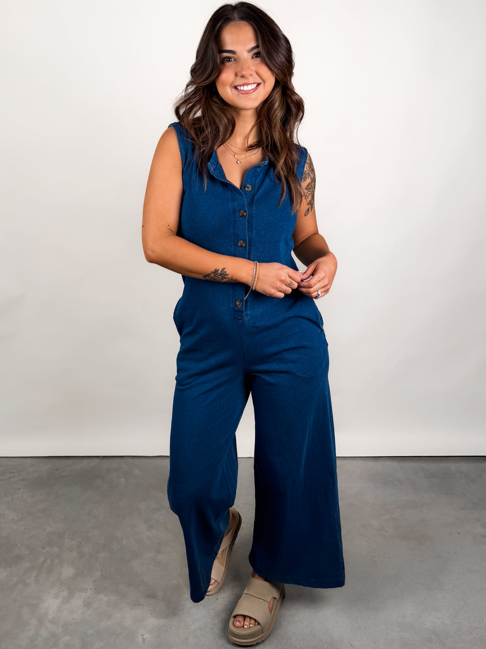 Fiona Jersey Denim Jumpsuit