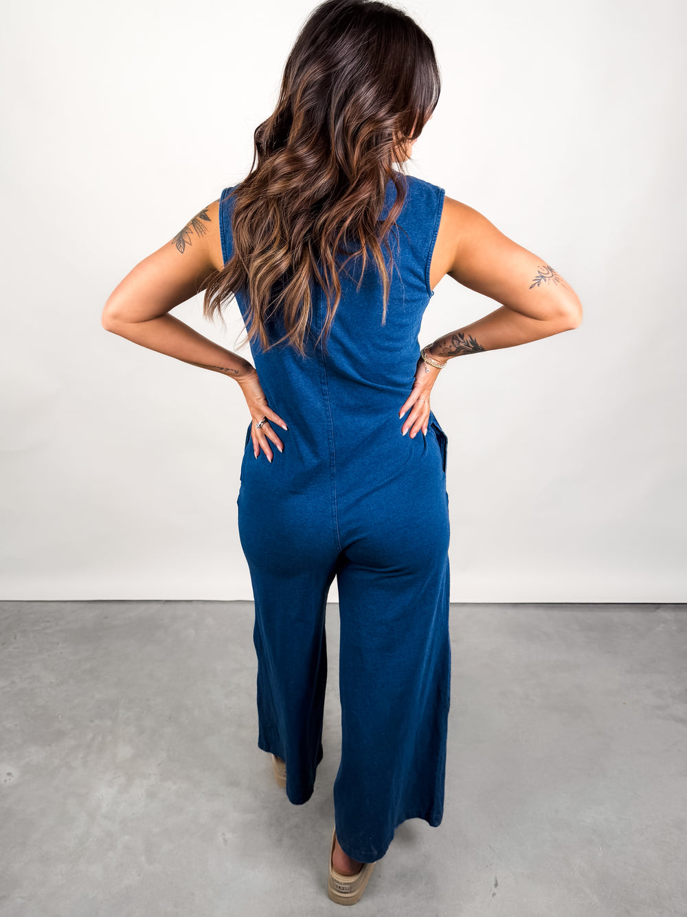 Fiona Jersey Denim Jumpsuit