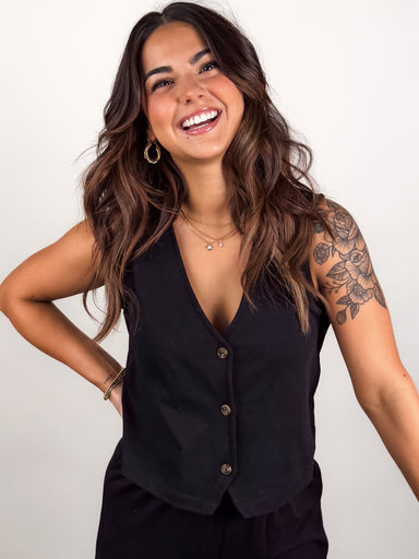 Black Button up Tank