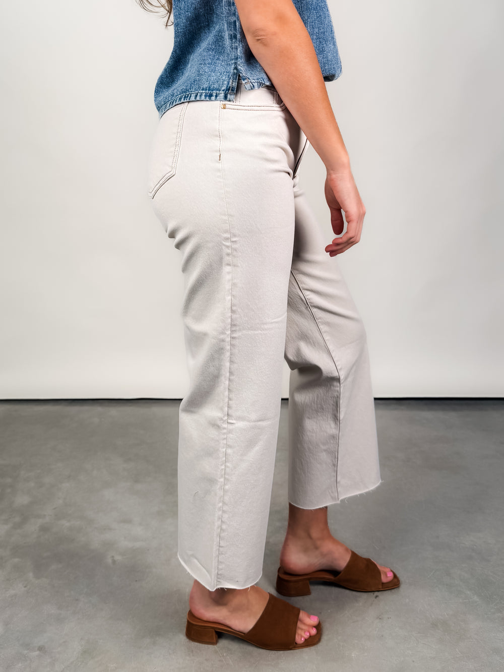 Charlotte High Rise Wide Leg Raw Hem