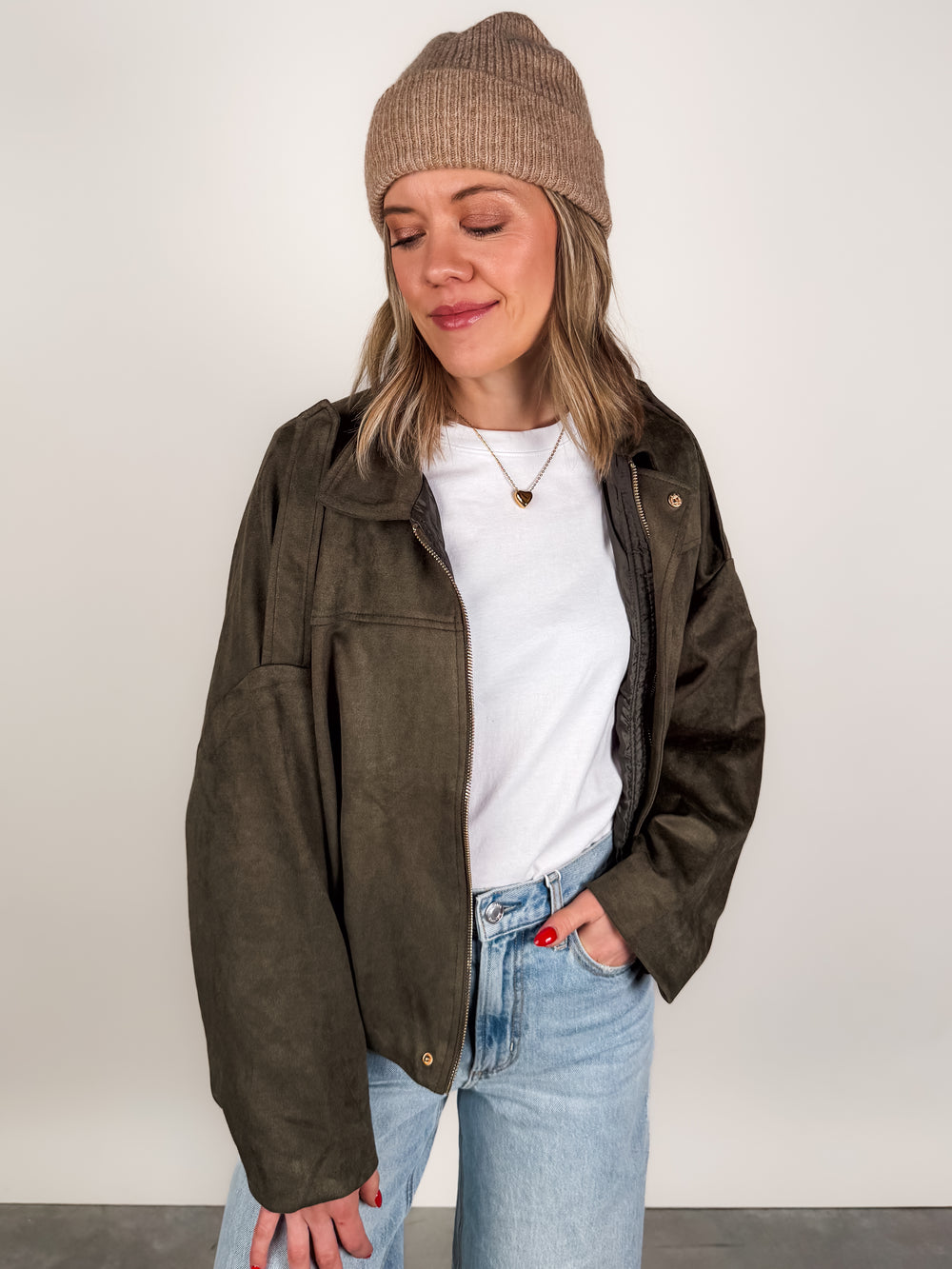 Suede bomber jacket