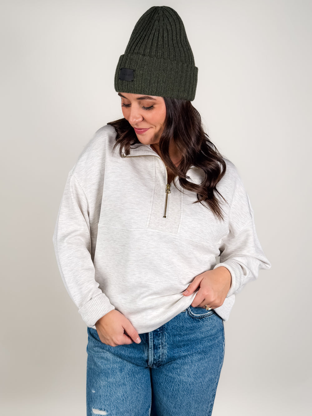 Molly Half Zip Longline Sweat