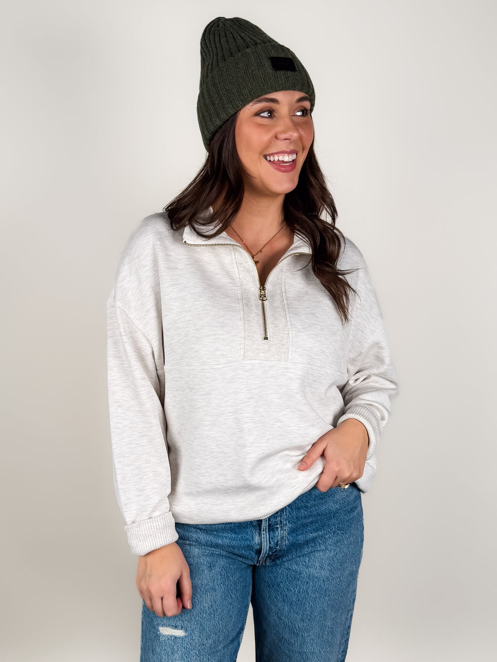 Molly Half Zip Longline Sweat