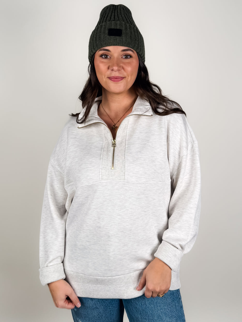Molly Half Zip Longline Sweat
