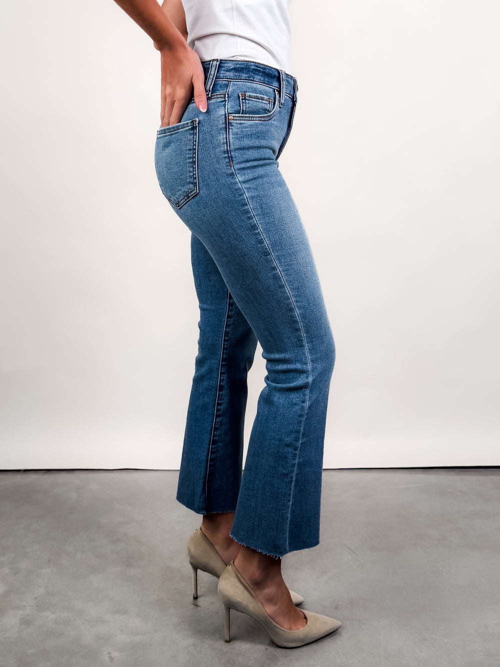 Kelsey High Rise Fab Ab Ankle Flare Raw Hem