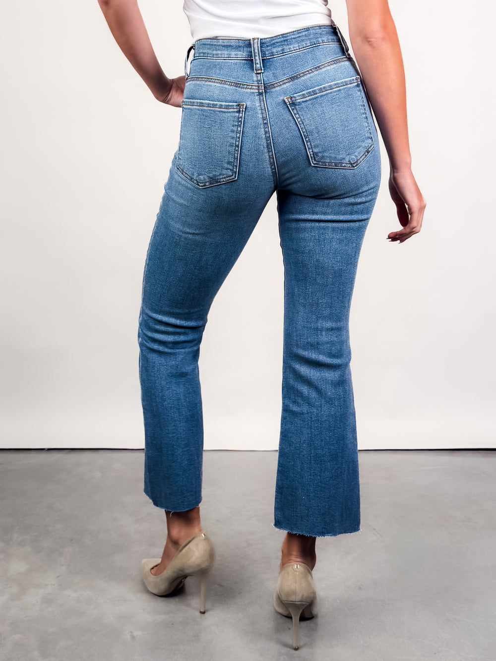 Kelsey High Rise Fab Ab Ankle Flare Raw Hem