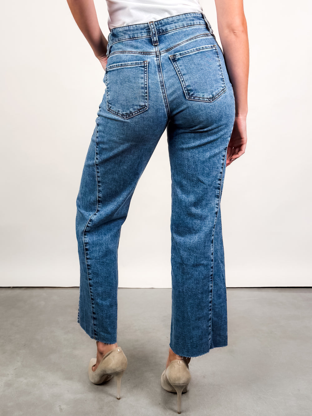 Charlotte High Rise Wide Leg Side Inset Raw Hem in Synergy