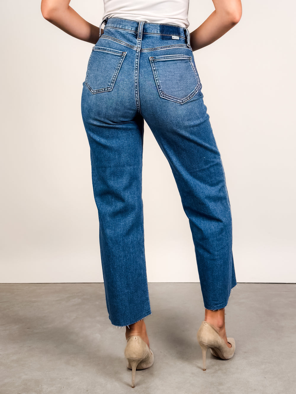 Pleaser High Rise Wide Ankle In Indigo Wave