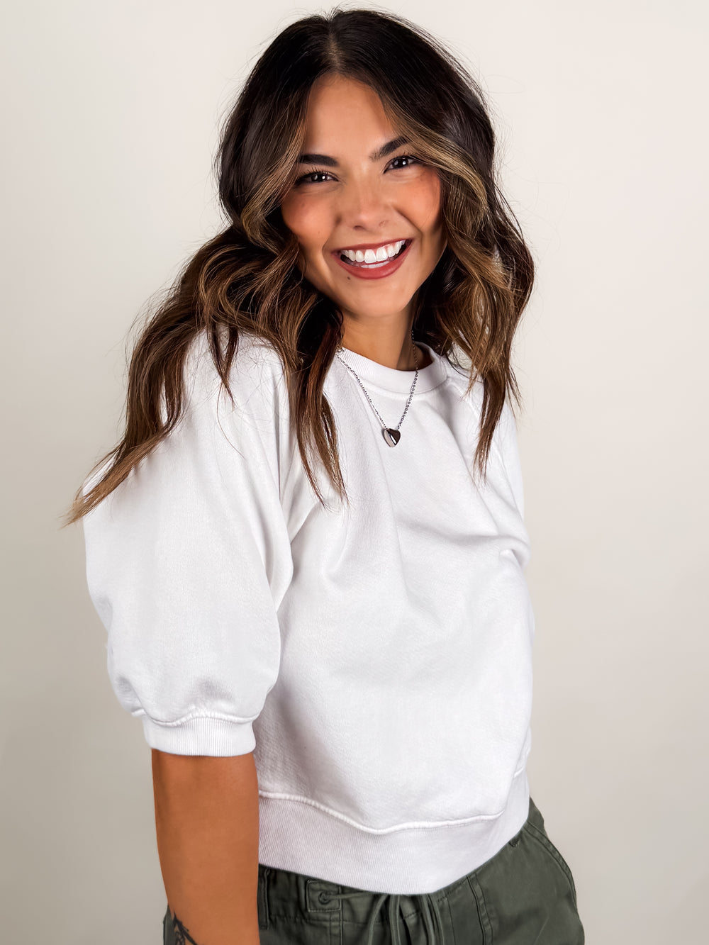 Effie French Terry Bubble Sleeve Sweatshirt