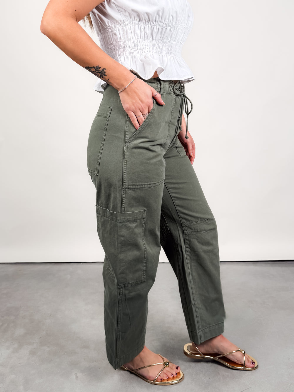 Sabrina Curved Utility Pants in Meadow
