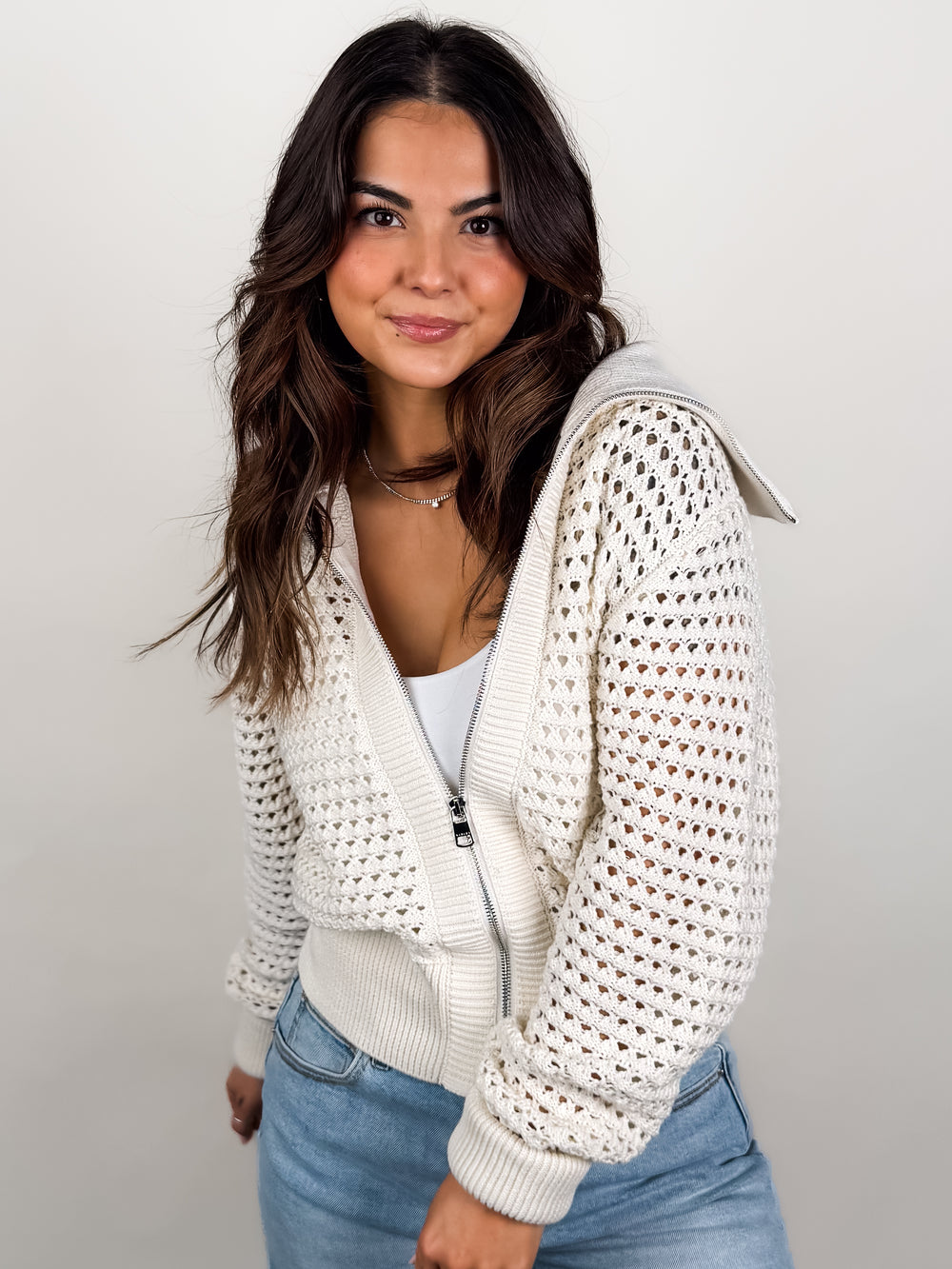 Eloise Full Zip Knit Sweater