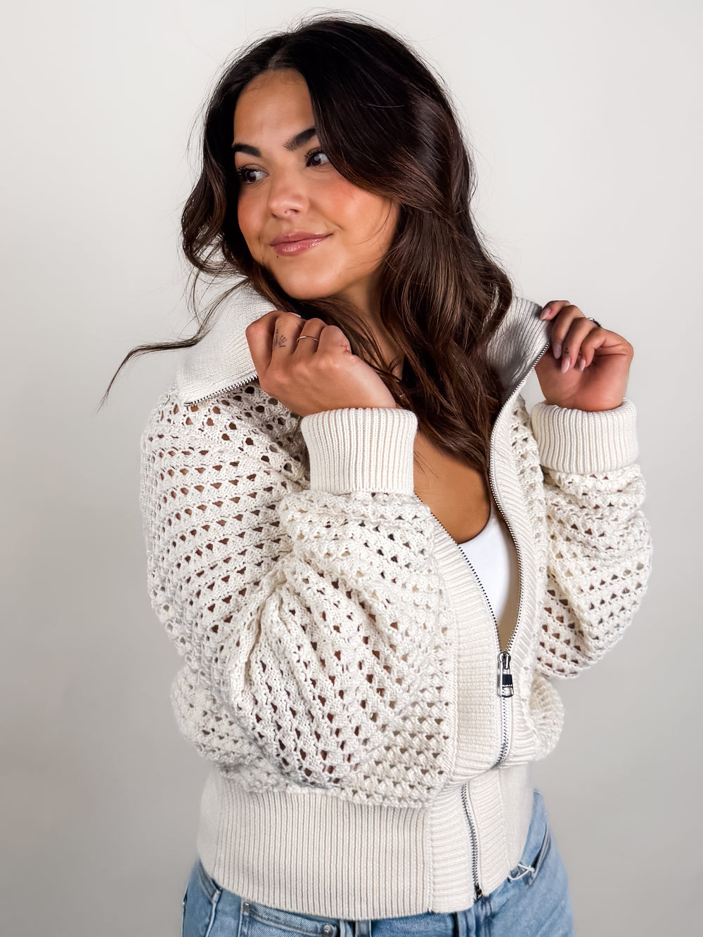 Eloise Full Zip Knit Sweater