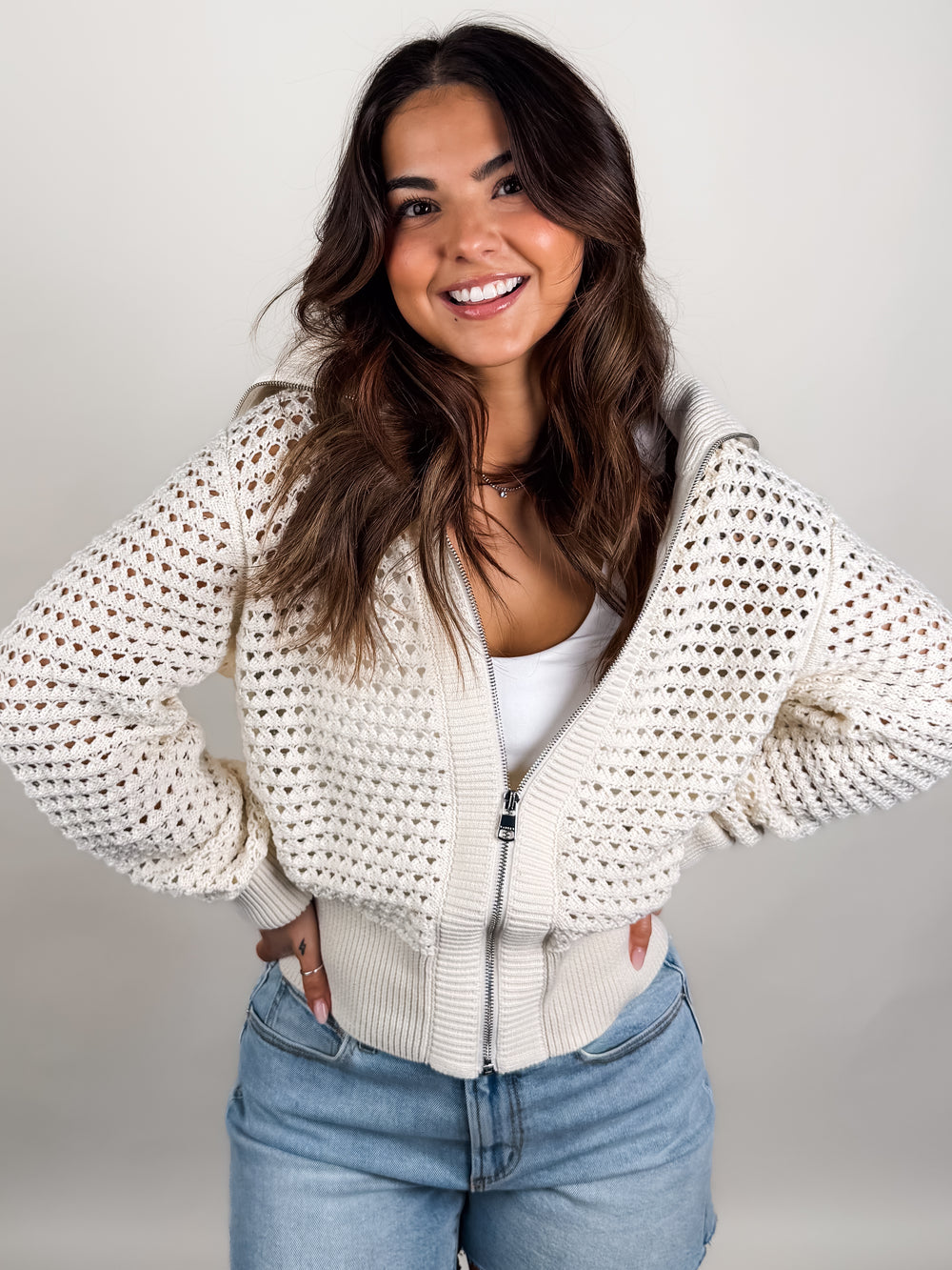 Eloise Full Zip Knit Sweater