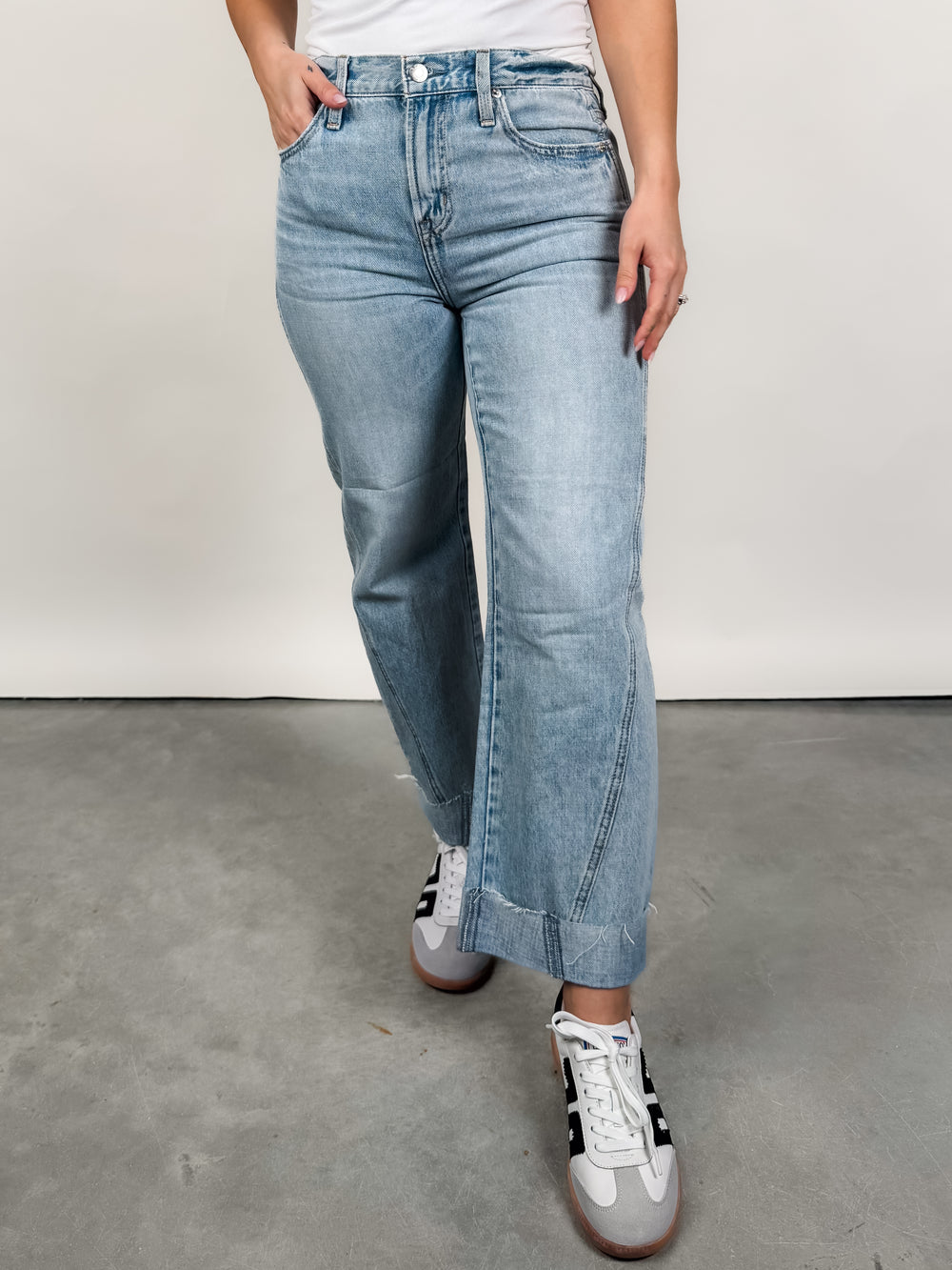 Kacey Mid Rise Cuffed Straight Jean in Berkeley