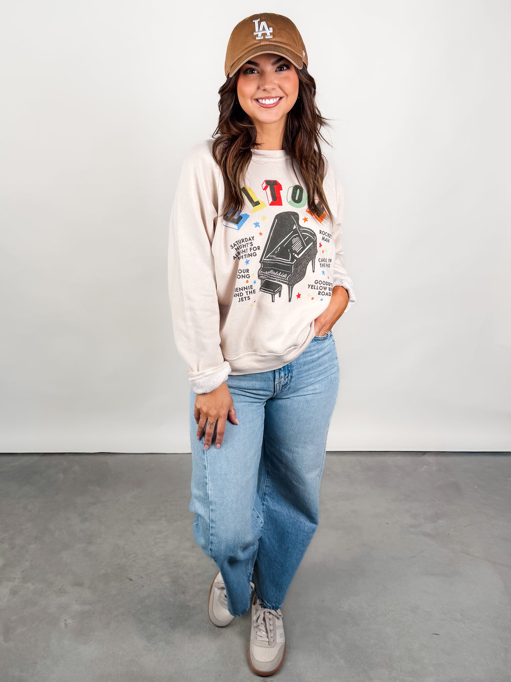 Elton John Rainbow Piano Vintage Raglan Sweatshirt