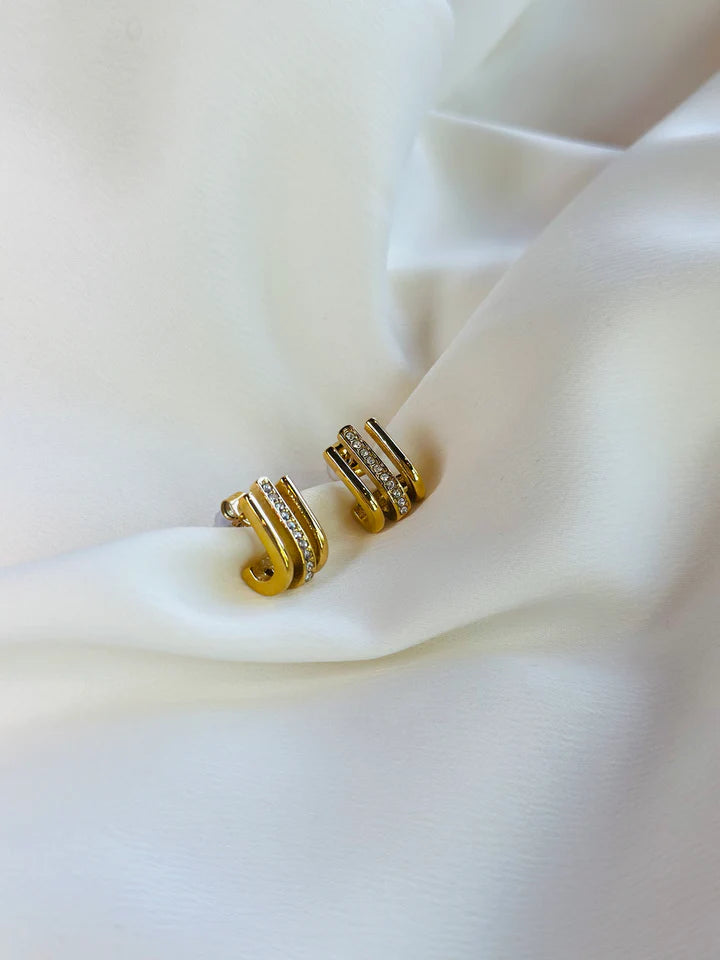 Sadie Dainty Triple Strand CZ Earrings