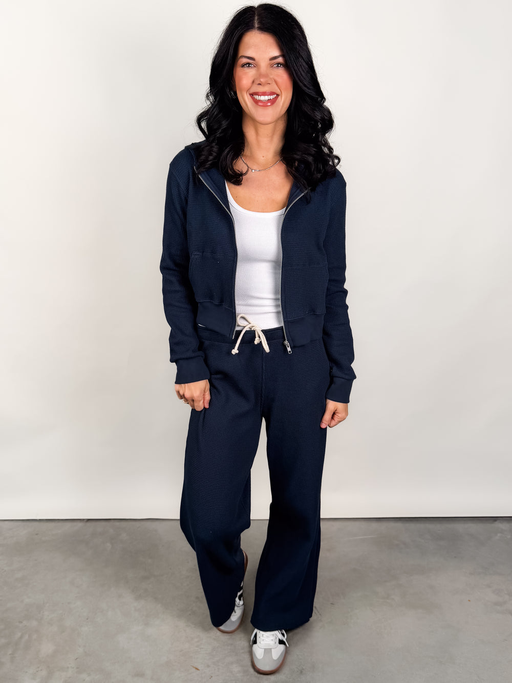 Inez Waffle Zip Hoodie