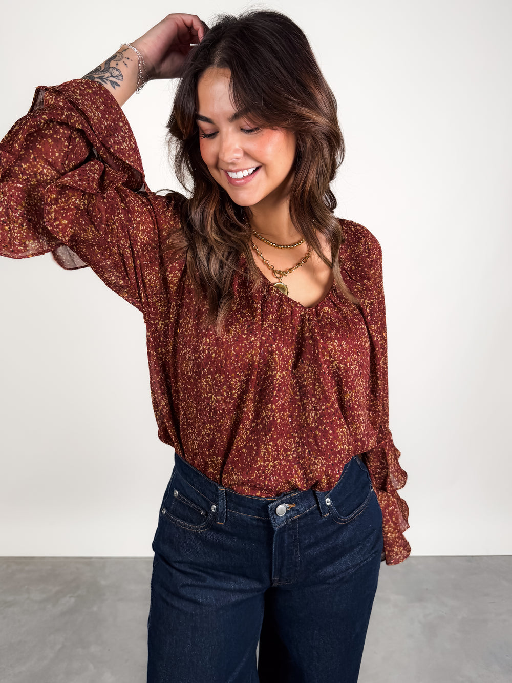 Candlelight Ruffle Sleeve Blouse