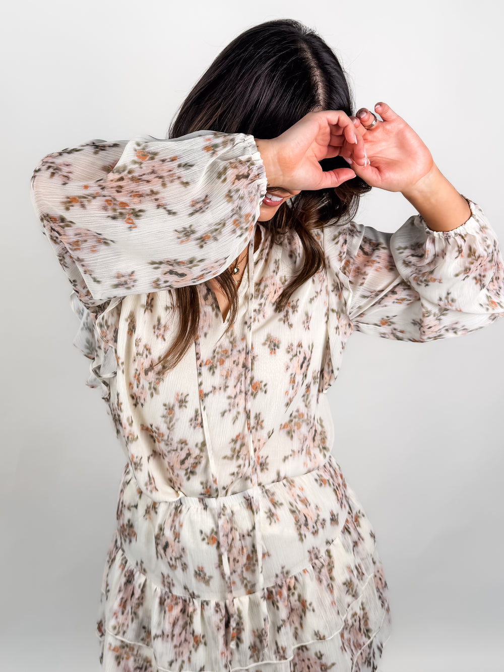 Elfi Yoryu Crinkle Chiffon LS Top