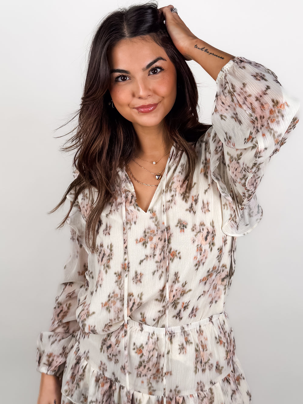 Elfi Yoryu Crinkle Chiffon LS Top