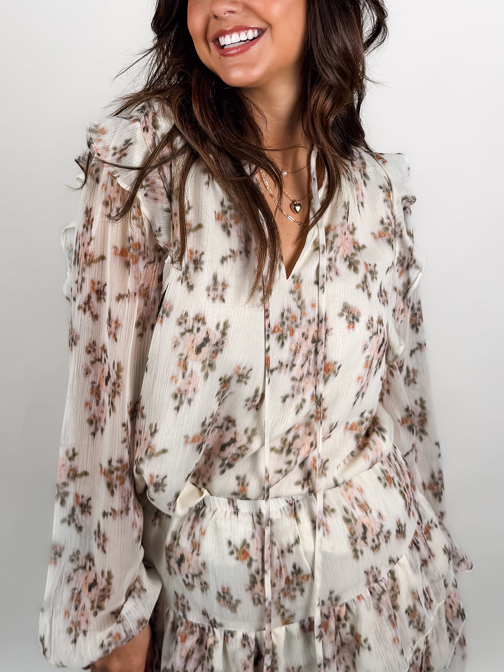 Elfi Yoryu Crinkle Chiffon LS Top