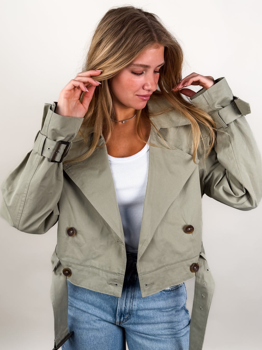 Business As Usual Cropped Trench Jacket