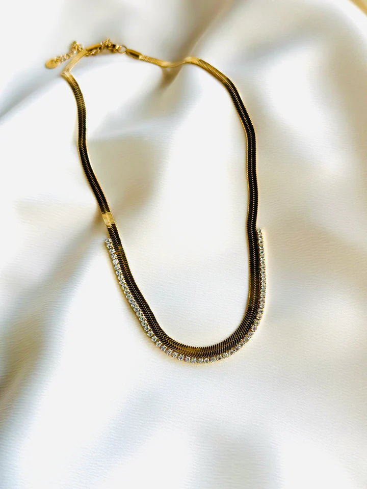 Herringbone CZ Necklace