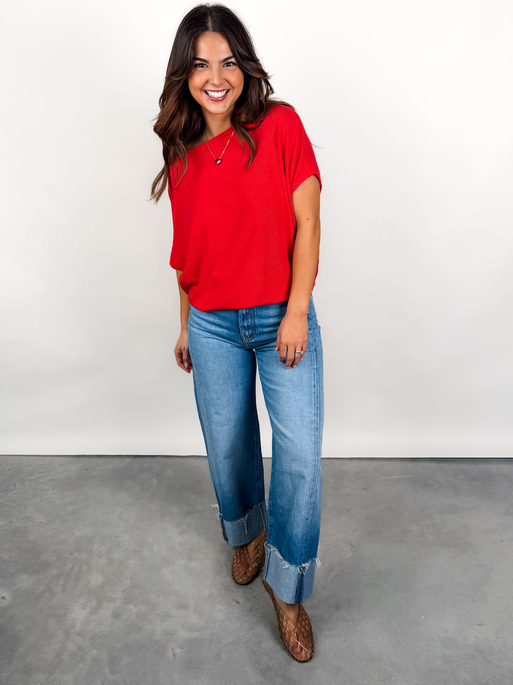 Red off the shoulder top