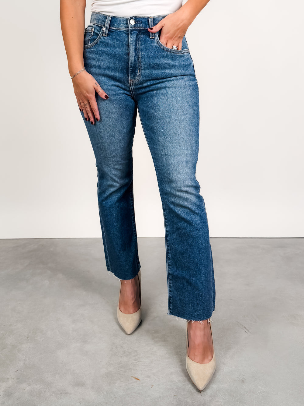 Shy Girl High Rise Crop Flare In Influencer