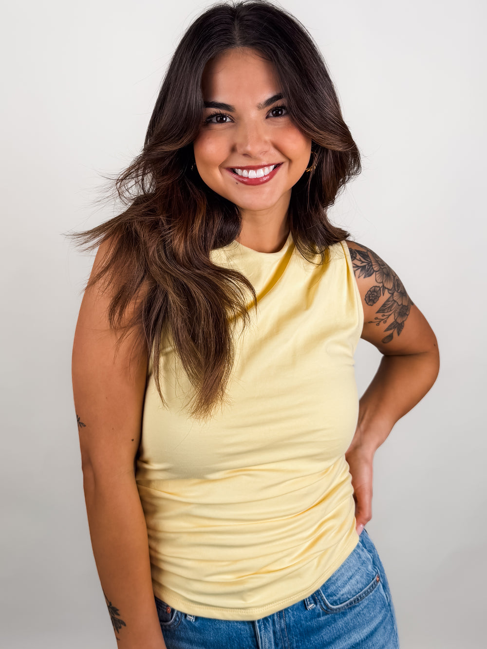 Ruri Cotton Core Sleeveless Draped Top