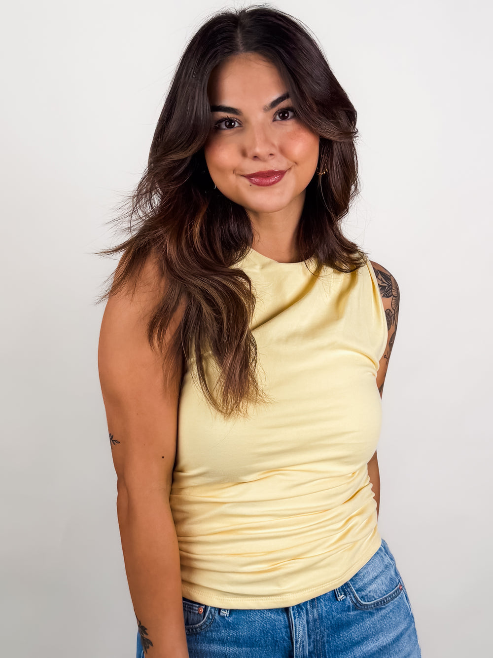 Ruri Cotton Core Sleeveless Draped Top