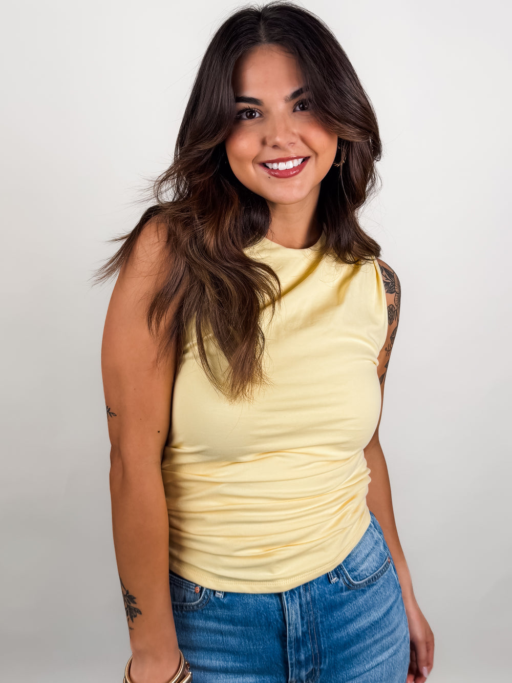 Ruri Cotton Core Sleeveless Draped Top