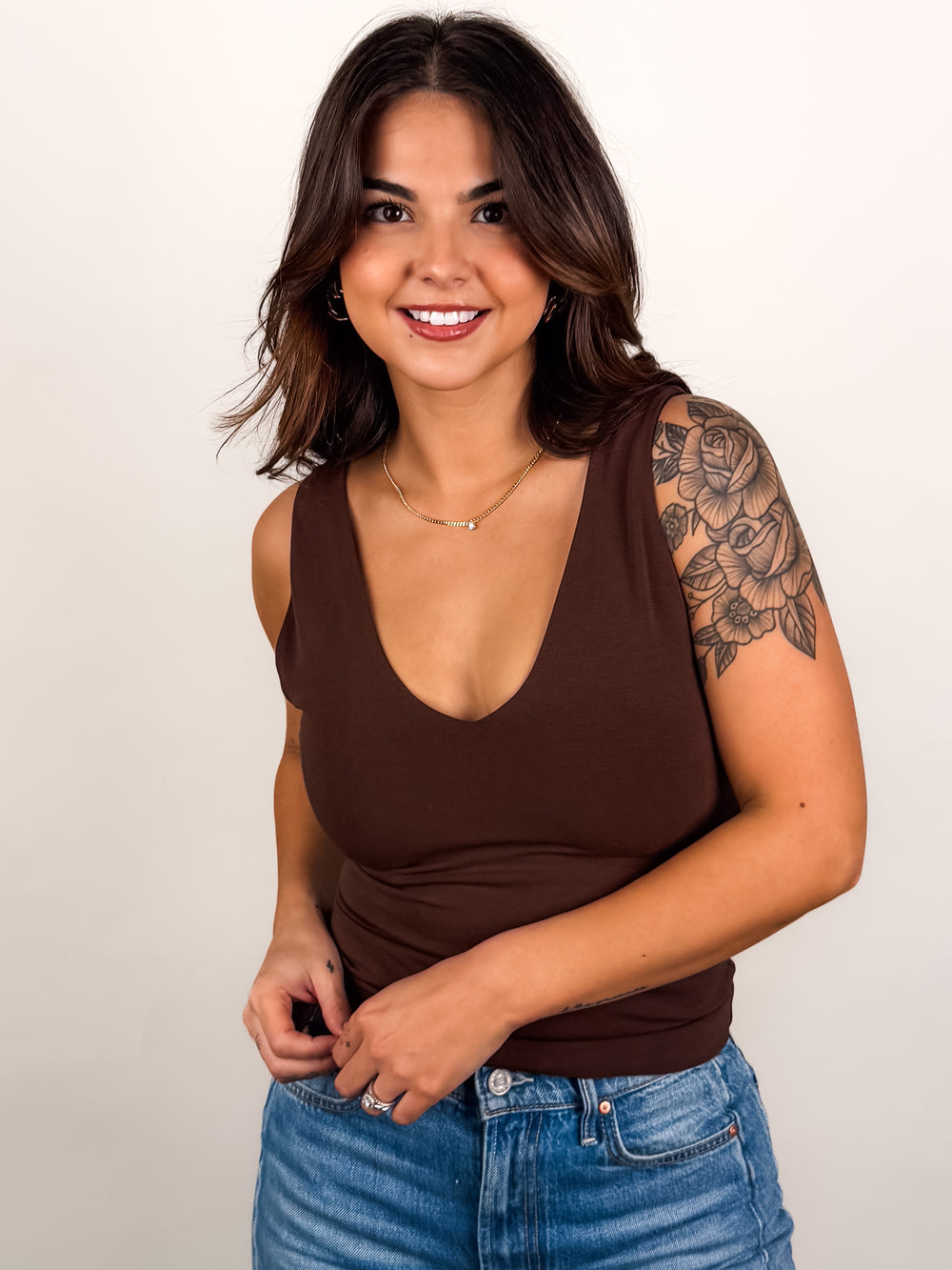 Valentina Cotton Core V Neck Tank