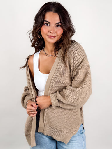 Beige knit cardigan
