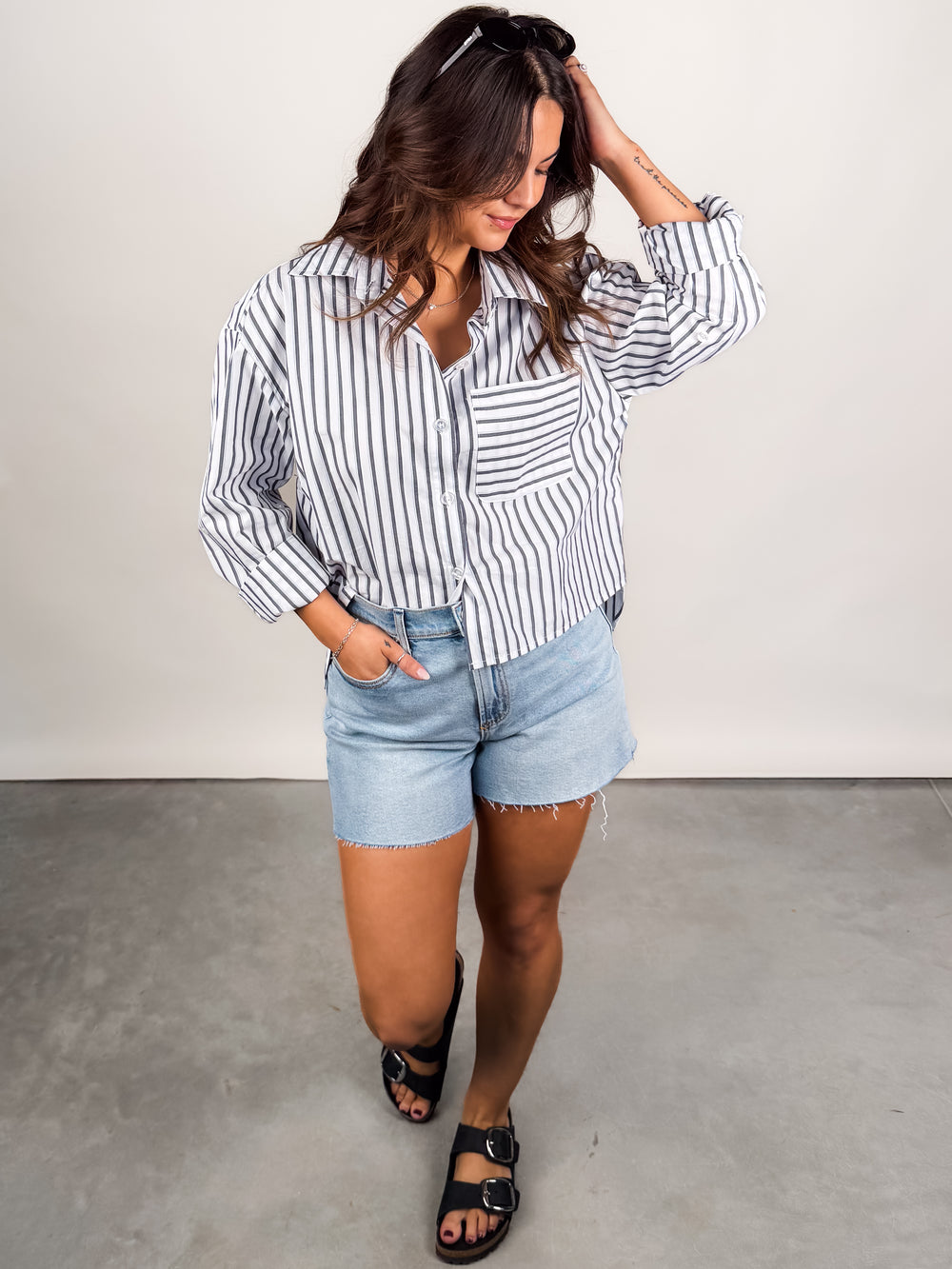 Kerwin Crisp Poplin LS Hi-Low Shirt