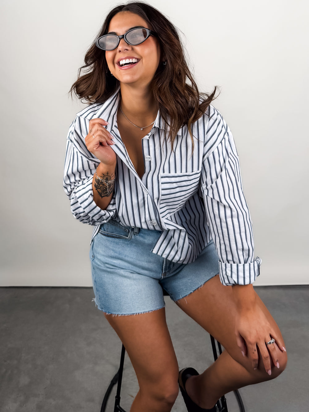 Kerwin Crisp Poplin LS Hi-Low Shirt