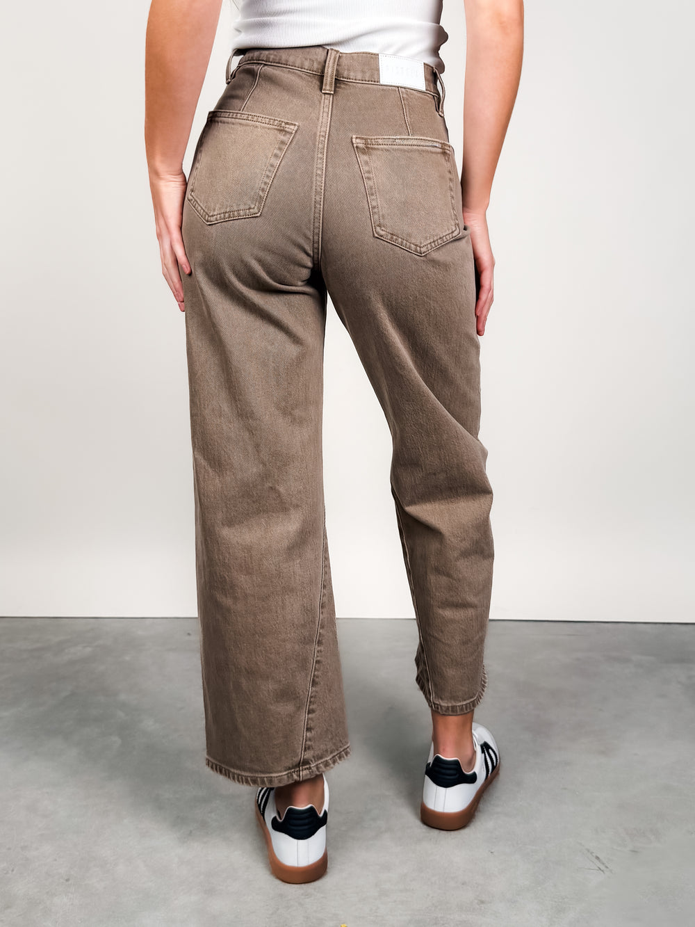 Kyra Ankle High Rise Bowed Jean in Tannin